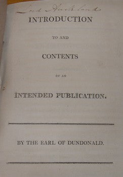 Item #68-1542 Introduction To And Contents Of An Intended Publication. 9th Earl of Dundonald...