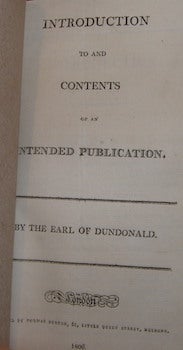 Item #68-1566 Introduction To And Contents Of An Extended Publication. Archibald Cochrane, Earl...