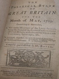 Item #68-1572 The Political State Of Great Britain: For The Month Of May, 1729. Abel Boyer