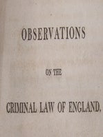 Item #68-1578 Observations On The Criminal Law Of England as it relates to capital punishments,...