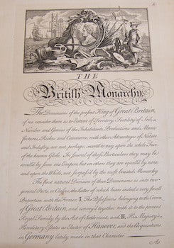 Item #68-1973 The British Monarchy. The Dominions Of The Present King of Great Britain, if we consider them as to Extent of Territory. 18th Century British Engraver.