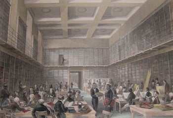 British Museum--The Reading Room. Hand-colored engraving | Thomas ...