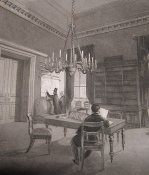 Item #68-2077 The United Service Club. The Map Room. H. Melville, L. L. Jewett, engrav, after