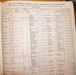 Item #68-2394 Lloyd's Register Of Shipping. List Of Vessels Fitted With Refrigerating Appliances....