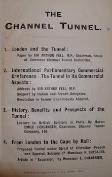 Item #68-2460 London & The Channel Tunnel. Sir Arthur Fell, The Channel Tunnel Company
