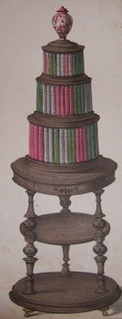 Item #68-2486 Engraving Of Circular Book Cabinet. 19th Century Engraver
