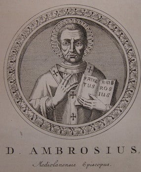 Item #68-2494 D. Ambrosius. Mediolanensis Episcopus. 17th Century European Engraver