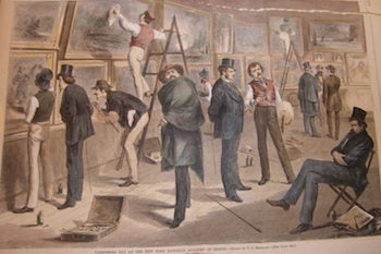 Item #68-2516 Varnishing Day At The New York National Academy Of Design. May 7, 1870, Harper's Weekly. Charles Stanley Reinhart, Harper's Weekly, artist.
