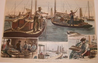 Item #68-2527 Oystering On Long Island. Harper's Weekly, October 2, 1886. F. Dielman, Harper's...