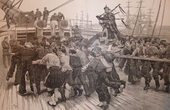 Item #68-2607 The United Services--Scene On The Deck Of An English Troop-Ship. Harper's Weekly, December 27, 1873. Harper's Weekly, after W. S., art.