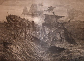 Item #68-2617 The Collision Between The "Ville Du Havre" And The "Loch Earn." Harper's Weekly, January 10, 1874. Harper's Weekly.