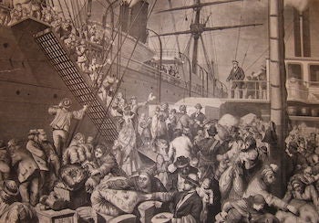 Item #68-2620 From The Old World To The New World--German Emigrants For New York Embarking On A Hamburg Steamer. Harper's Weekly, November 7, 1874. Harper's Weekly.
