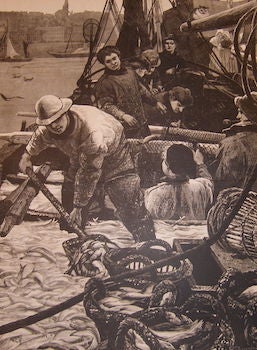 Item #68-2634 "Unloading A French Herring Boat At Boulogne"--From A Picture By Lionel Smyth....