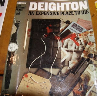 Item #68-2787 Dust Jacket only for An Expensive Place To Die. Len Deighton, Raymond Hawkey,...