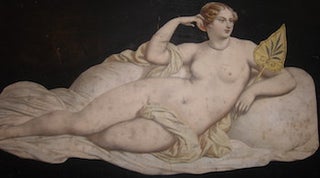 Item #68-2822 Nude Woman Reclining on Sofa with Fan. 16th Century Italian Artist