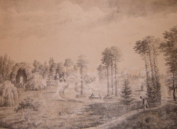 Item #68-2827 Vue des Jardins d'Althre Province du Hainaut. Alex Boens, G. T. Vanden Burggraaff, after, lith.