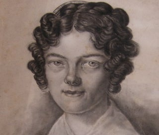 Item #68-2839 Portrait of Blue Eyed Woman Wearing a Lace Collar. 19th Century British Engraver