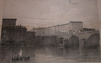 Item #68-2843 Pont Et Place Du Po. Brücke Vittorio Emanuele I in Turin. Jules Louis Frederic Villeneuve, Gobefroyd Engelmann, lith.