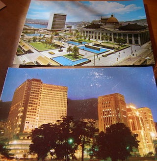 Item #68-2871 Two Vintage Hong Kong Post Cards. Hong Kong Hilton; Statue Square & City Hall in...