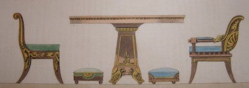 Ackermann, Rudolph (1764 - 1834) - Drawing Room Table, Chairs, & Footstools