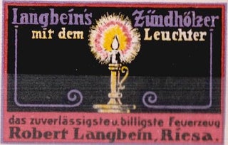 Item #68-3289 Langbein's Zundholzer mit dem Leuchter. Robert Langbein, Riesa. Robert Langbein
