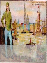 Item #68-3365 Hafen Von Antwerpen Mit Der Kathedrale. 20th Century German Artist