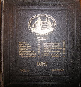 Item #68-3405 Lloyd's Register Of Shipping. Volume II. 1931-32. Appendix. Lloyd's Of London
