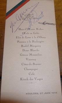 [20th Century French Restaurateur] - Menu. Signed. Xoulces, 27 Juin 1948