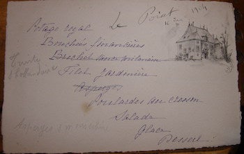 [20th Century French Restaurateur] - Menu. 1904
