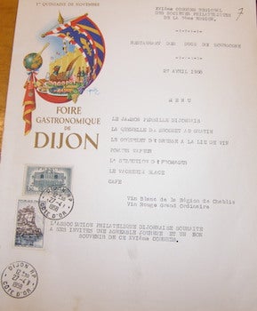 Item #68-3539 Menu. 27 Avril 1958. Foire Gastronomique De Dijon, XVIeme Congres Regional Des...