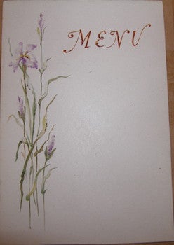 Item #68-3603 Blank Menu. With Original Watercolor of Flowers. 20th Century French Artist