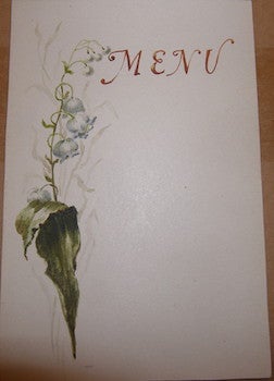 Item #68-3611 Blank Menu. With Original Watercolor of Flowers. 20th Century French Artist