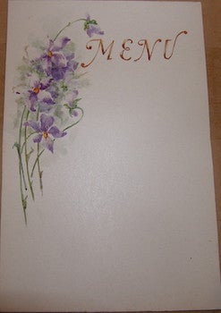 Item #68-3612 Blank Menu. With Original Watercolor of Flowers. 20th Century French Artist