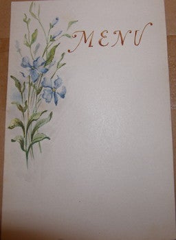 Item #68-3614 Blank Menu. With Original Watercolor of Flowers. 20th Century French Artist