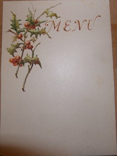 Item #68-3615 Blank Menu. With Original Watercolor of Flowers. 20th Century French Artist
