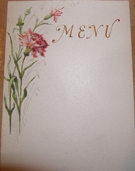 Item #68-3616 Blank Menu. With Original Watercolor of Flowers. 20th Century French Artist