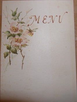 Item #68-3620 Blank Menu. With Original Watercolor of Flowers. 20th Century French Artist