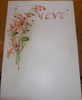 Item #68-3624 Blank Menu. With Original Watercolor of Flowers. 20th Century French Artist