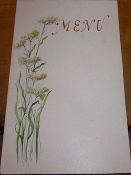 Item #68-3625 Blank Menu. With Original Watercolor of Flowers. 20th Century French Artist