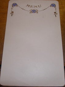 Item #68-3634 Blank Menu. With Decorative Flourish. 20th Century French Artist
