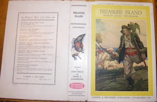 Item #68-3729 Dust Jacket only for Treasure Island. Robert Louis Stevenson, Louis Rhead, Frank E....