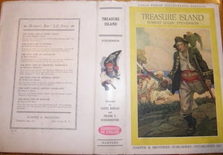 Item #68-3814 Dust Jacket only for Treasure Island. Robert Louis Stevenson, Louis Rhead, Frank E....