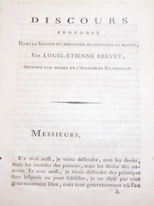 Item #68-3906 Discours Prononce Dans La Seance Du Mercredi 20 Octobre Au Matin. Louis...