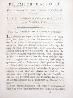Item #68-3914 Premier rapport fait au nom du Comité militaire à l'Assemblée nationale par M....