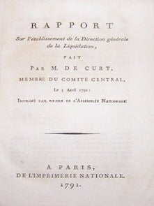 Item #68-3917 Rapport Sur l'etablissement de la Direction generale de la Liquidation. Bound with...