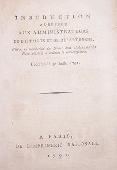 Item #68-3919 Instruction Adressee Aux Administration De Districts Et De Departmens: pour la...