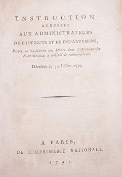 Item #68-3919 Instruction Adressee Aux Administration De Districts Et De Departmens: pour la...