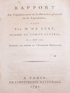 Item #68-3925 Rapport Sur l'etablissement de la Direction generale de la Liquidation. M. De Curt