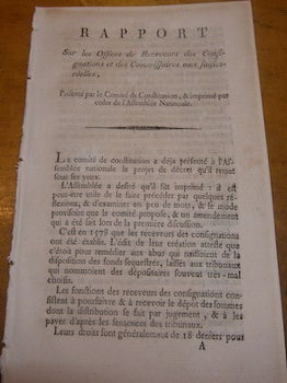 Item #68-3928 Rapport sur les offices de receveurs des consignations et des commissions aux...