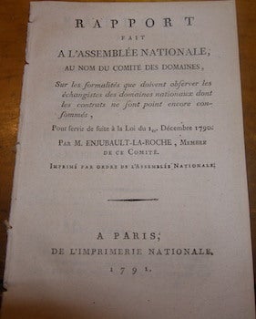 Item #68-3938 Rapport fait a l'Assemblée nationale, au nom du Comité des domaines, sur les...